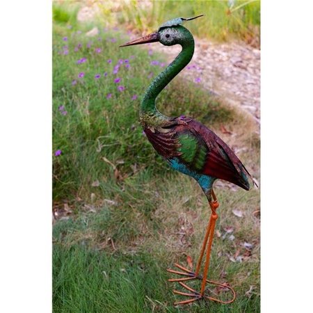 ALPINE CORP Alpine HEH208 40 in. Crane Stake Statue - Multicolor HEH208